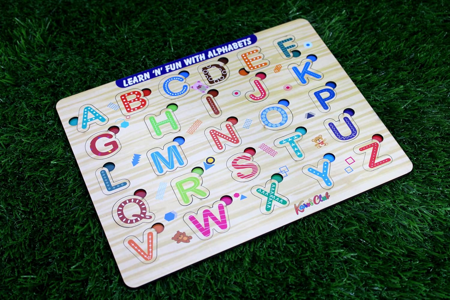 Stonkraft - Wooden "English Alphabets" | Preschool Learning Board Puzzle for Kids Infants Toddlers - 26 Pieces - Multicolor- 12" x 9" Inches