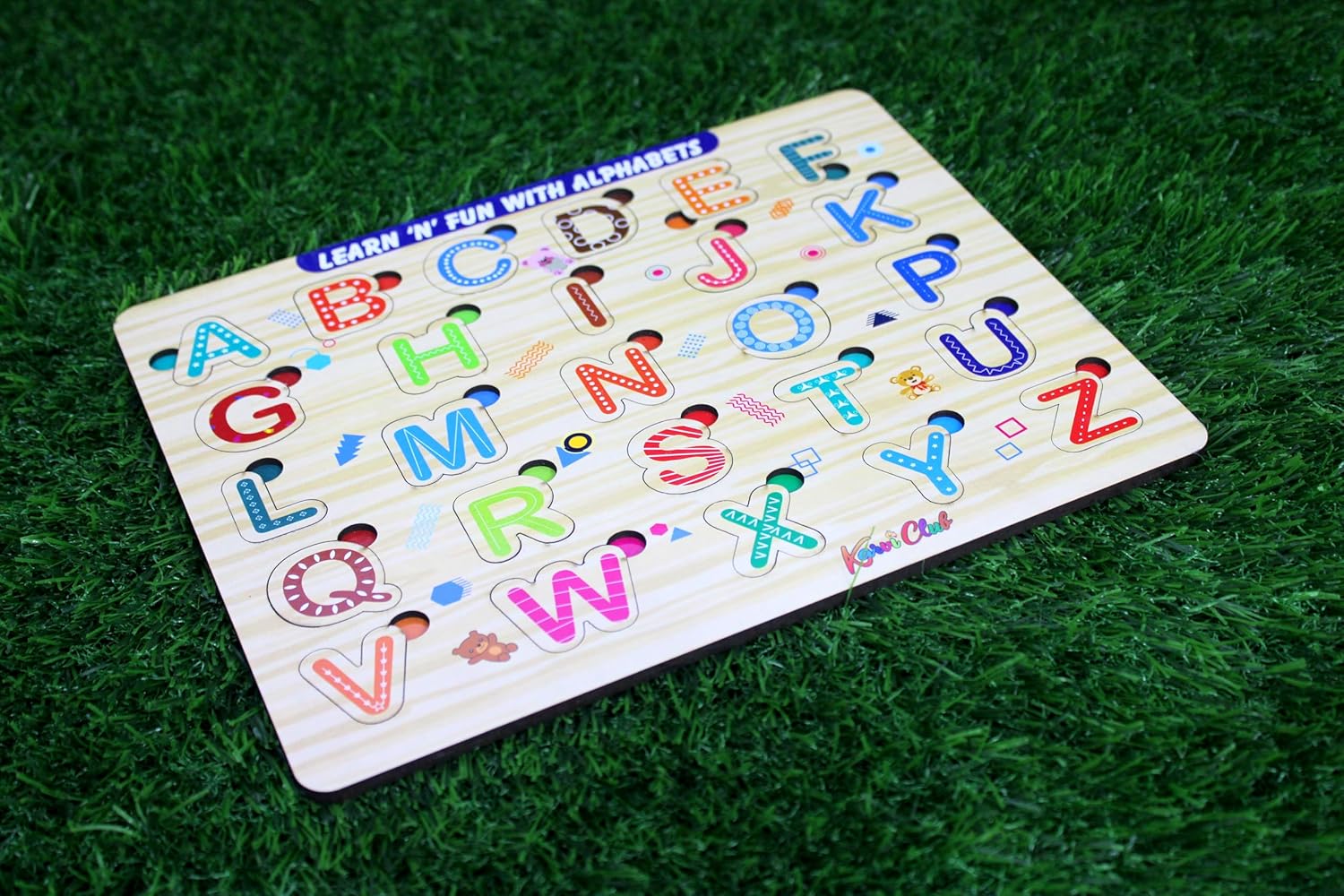 Stonkraft - Wooden "English Alphabets" | Preschool Learning Board Puzzle for Kids Infants Toddlers - 26 Pieces - Multicolor- 12" x 9" Inches