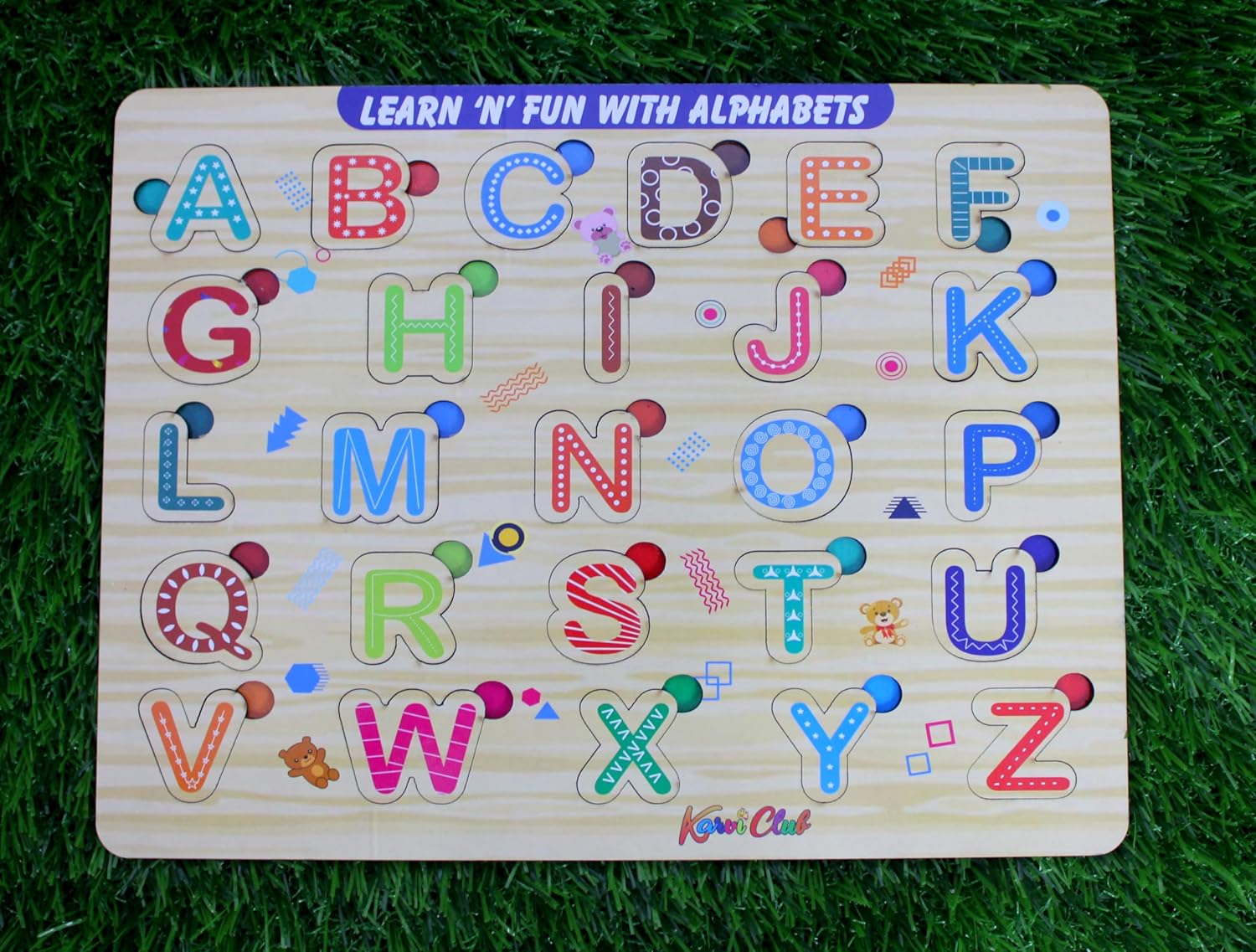 Stonkraft - Wooden "English Alphabets" | Preschool Learning Board Puzzle for Kids Infants Toddlers - 26 Pieces - Multicolor- 12" x 9" Inches