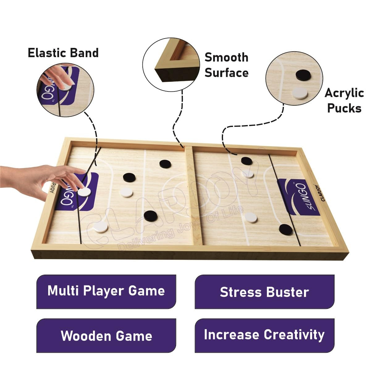 Clapjoy Table top Board Games for Adults & Kids Toy Perfect for Family, Picnic, Birthday Gift and Return Gift (Slingo & Shut The Box) Air Hockey, 2 Player, 59 L x 31 W Cm
