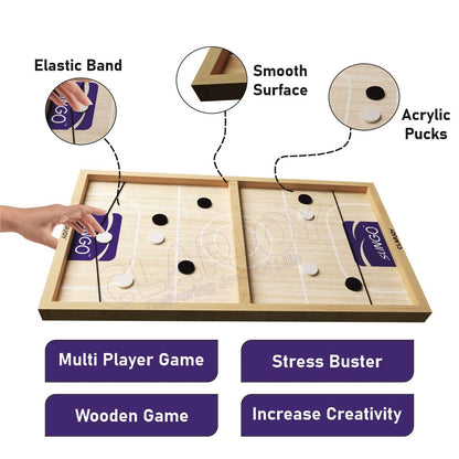 Clapjoy Table top Board Games for Adults & Kids Toy Perfect for Family, Picnic, Birthday Gift and Return Gift (Slingo & Shut The Box) Air Hockey, 2 Player, 59 L x 31 W Cm