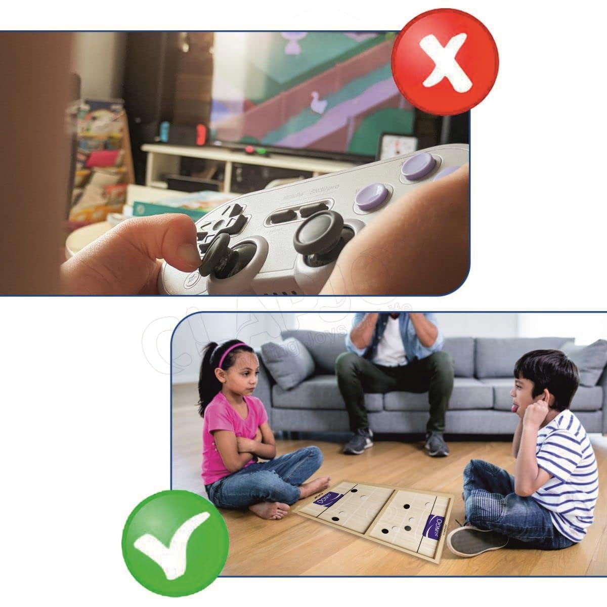 Clapjoy Table top Board Games for Adults & Kids Toy Perfect for Family, Picnic, Birthday Gift and Return Gift (Slingo & Shut The Box) Air Hockey, 2 Player, 59 L x 31 W Cm