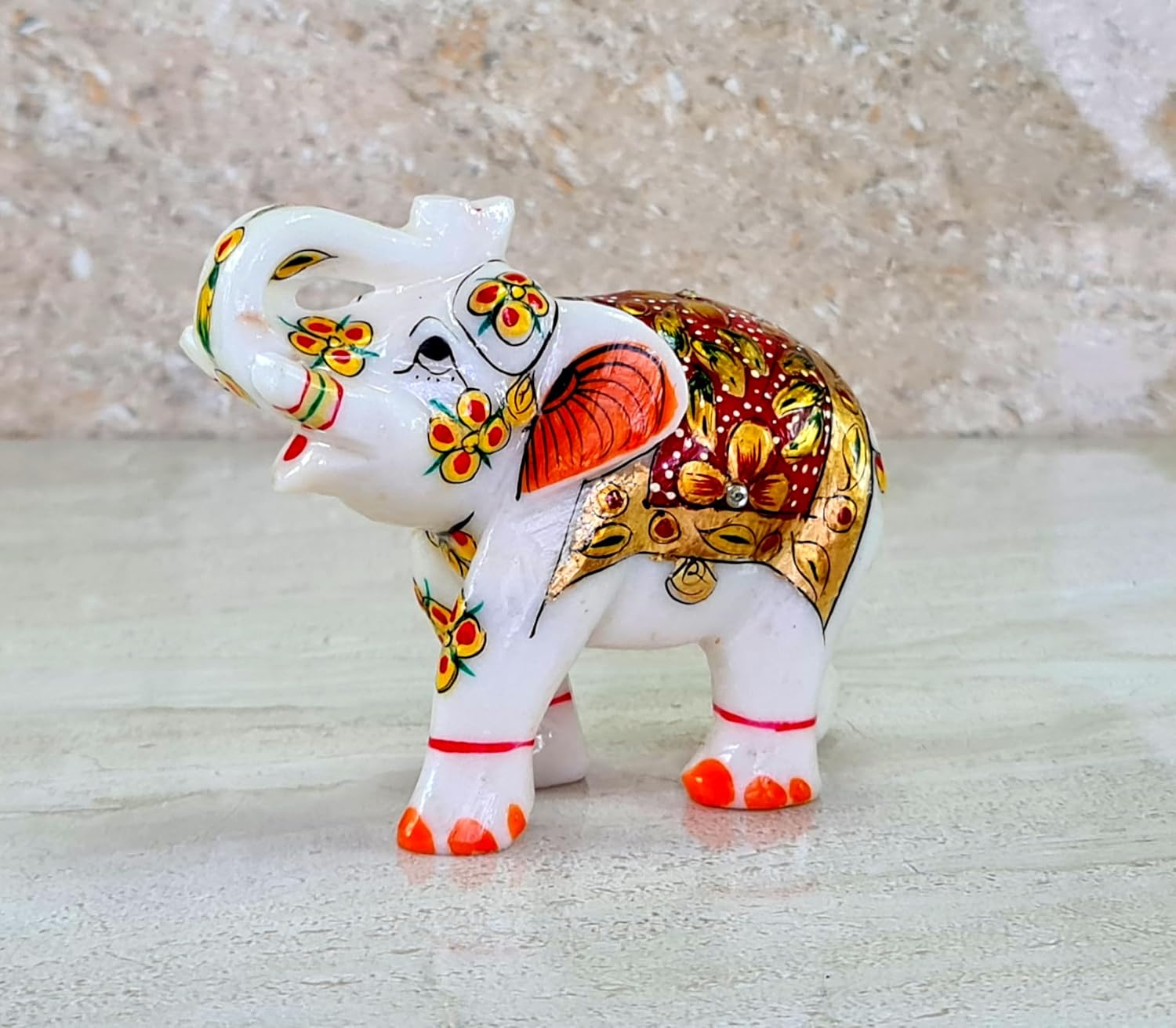 ESPLANADE Marble Elephant Sculpture Showpiece Figurines - Home Decor