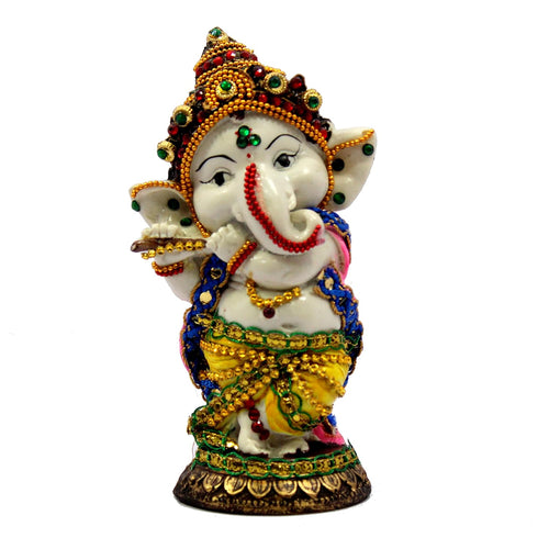 ESPLANADE Resin Ganesh Ganesha Ganpati Murti Idol Statue Sculpture - 6 inches | Pooja Idols | Home Decor
