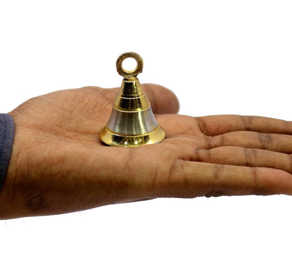 eSplanade Brass Pooja Mandir and Decorative Bells | Pack of 10 | 2" Inches - Golden & Silver