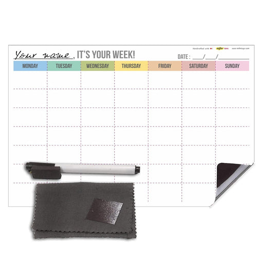 MFM TOYS XOXOMags Magnetic Planner for Fridge - Rewriteable (Week Planner)