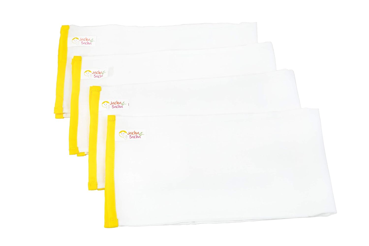 JnB Jacha & Bacha Pure Soft Cotton Dhoti Burp Cloth for Babies - Set of 4 (Yellow)