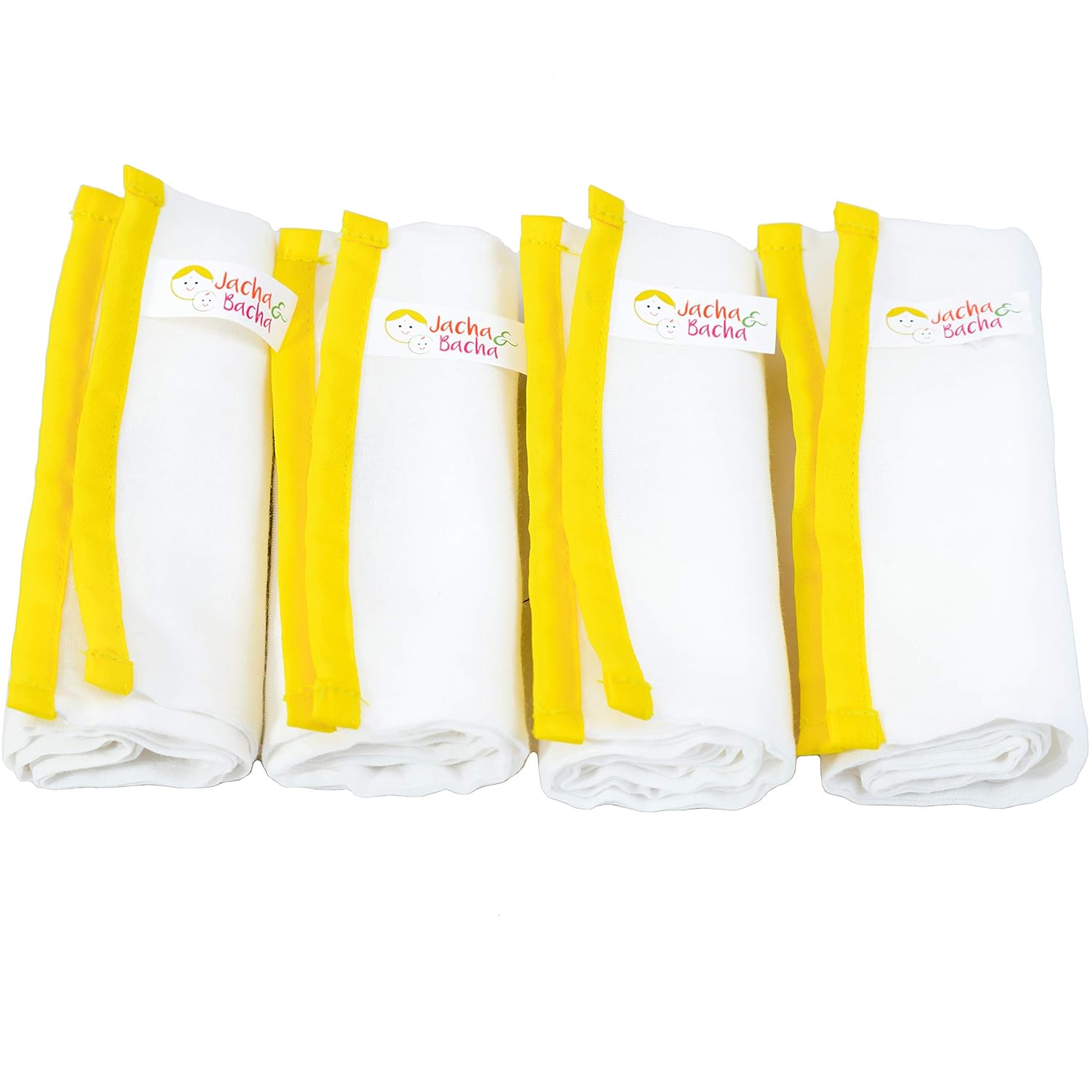 JnB Jacha & Bacha Pure Soft Cotton Dhoti Burp Cloth for Babies - Set of 4 (Yellow)