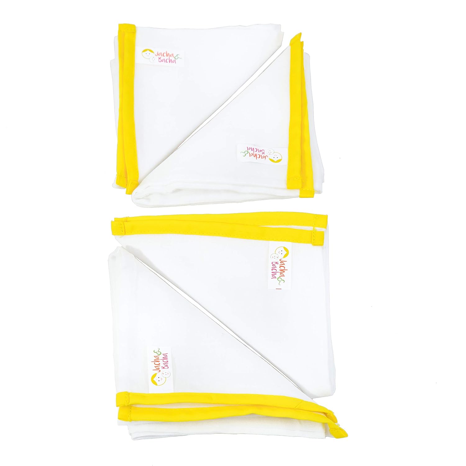 JnB Jacha & Bacha Pure Soft Cotton Dhoti Burp Cloth for Babies - Set of 4 (Yellow)