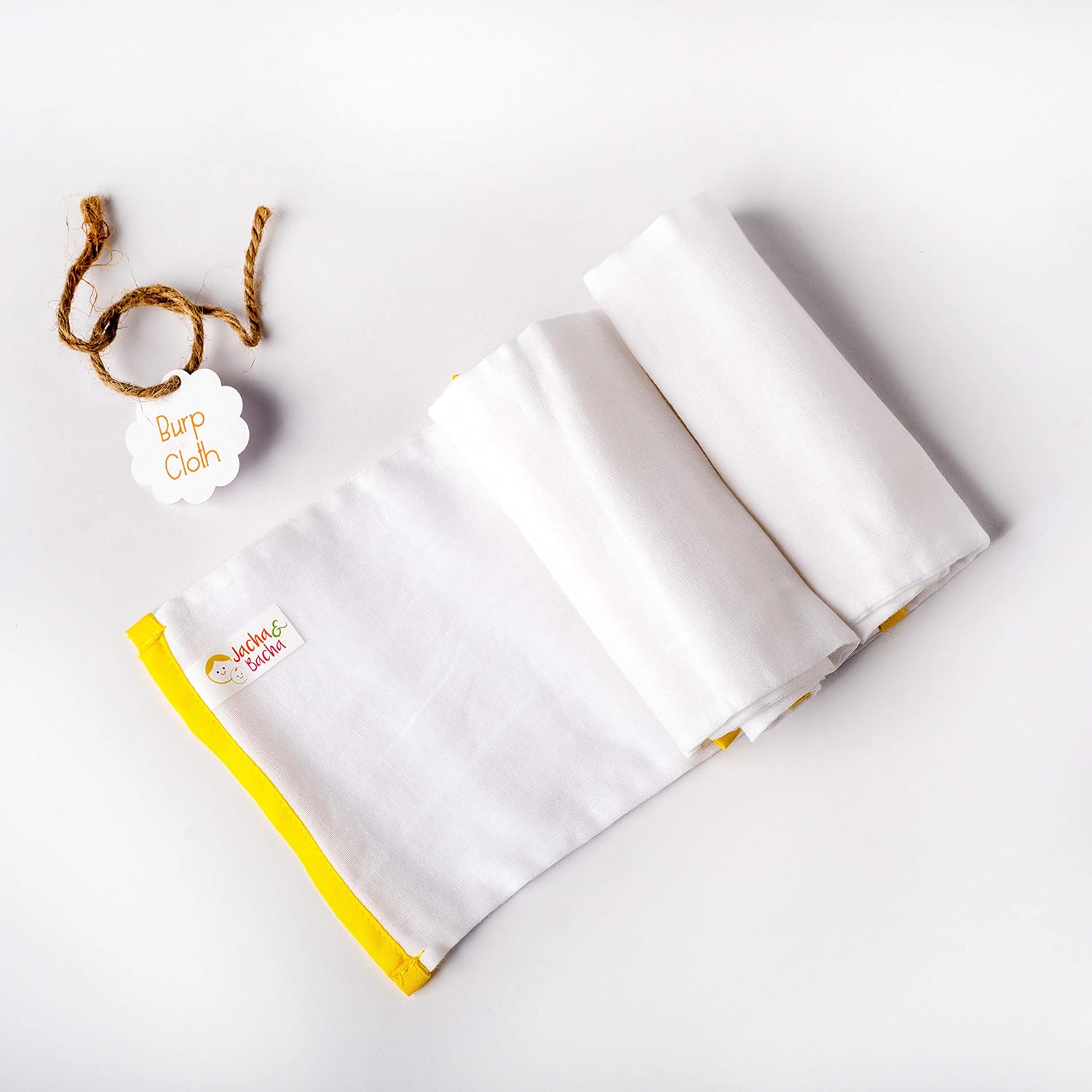 JnB Jacha & Bacha Pure Soft Cotton Dhoti Burp Cloth for Babies - Set of 4 (Yellow)