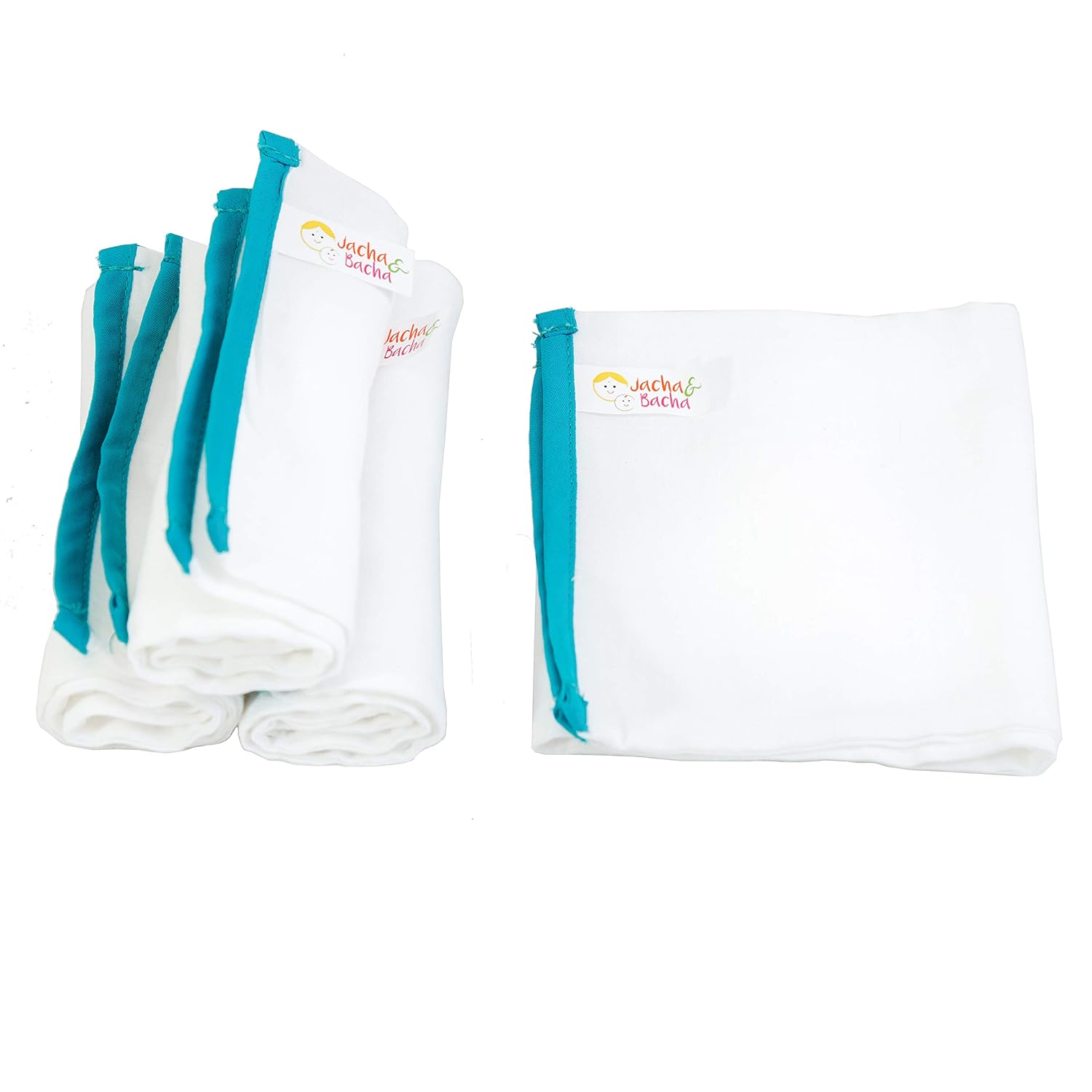 JnB Jacha & Bacha Pure Soft Cotton Dhoti Burp Cloth for Babies - Set of 4 (Blue)