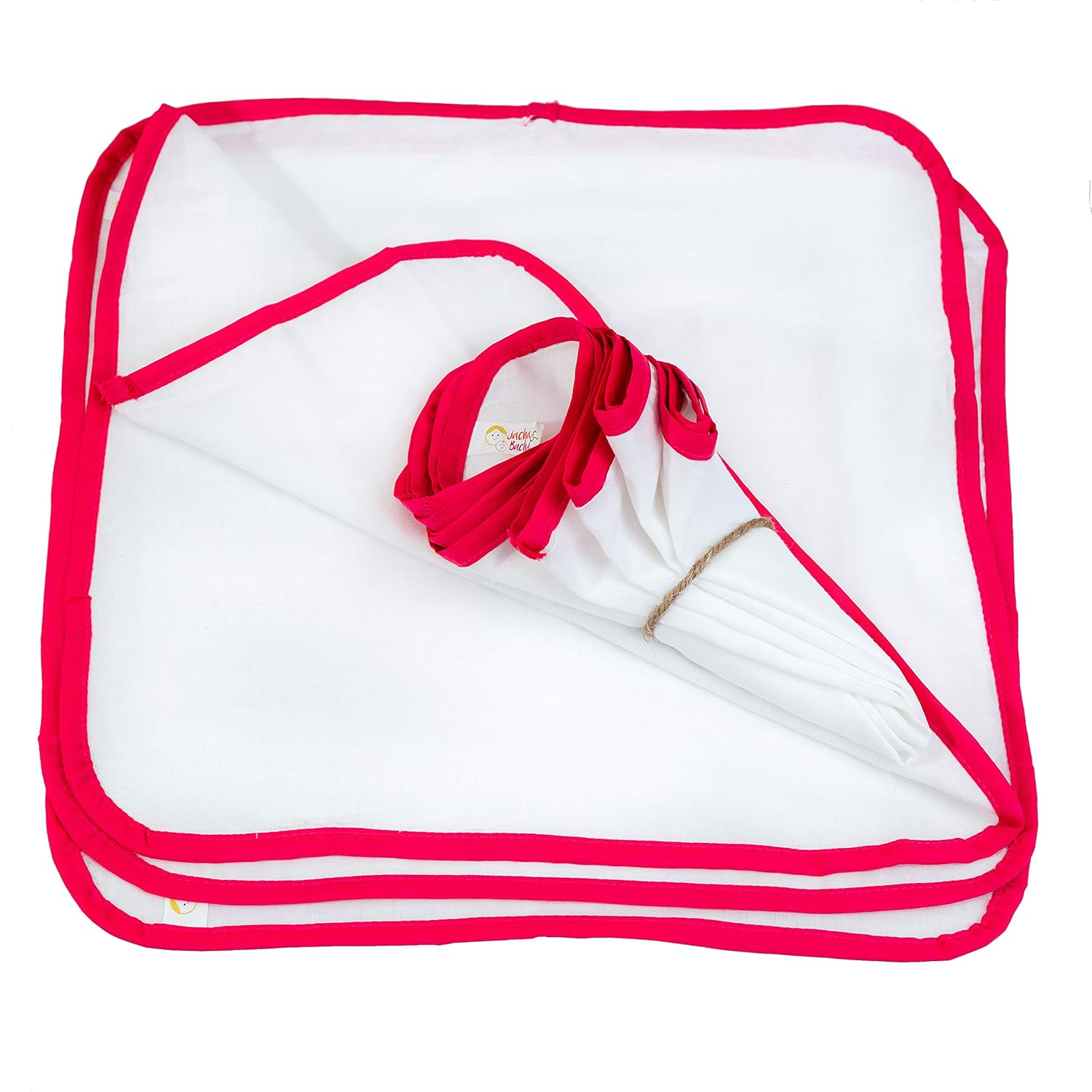 JnB Jacha & Bacha Pure Soft Cotton Dhoti Napkins for Babies/Kids Set of 6 Napkins-Yellow (Pink)