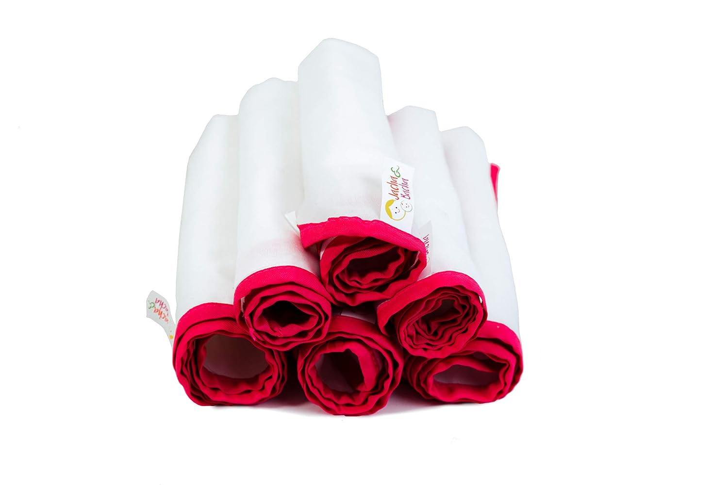 JnB Jacha & Bacha Pure Soft Cotton Dhoti Napkins for Babies/Kids Set of 6 Napkins-Yellow (Pink)