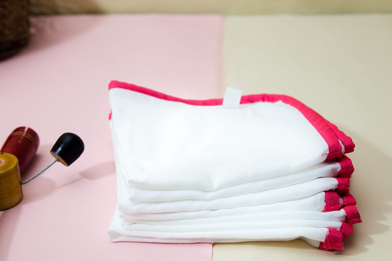 JnB Jacha & Bacha Pure Soft Cotton Dhoti Napkins for Babies/Kids Set of 6 Napkins-Yellow (Pink)