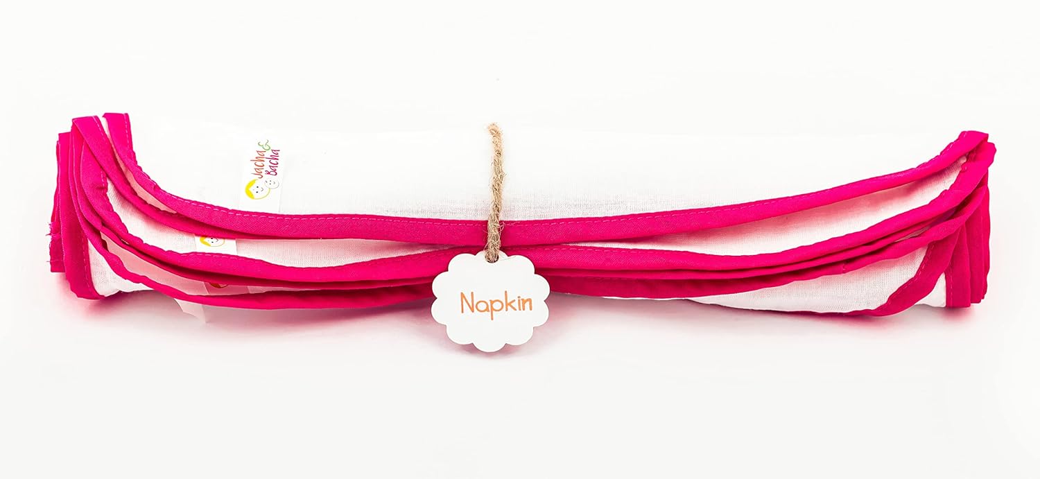 JnB Jacha & Bacha Pure Soft Cotton Dhoti Napkins for Babies/Kids Set of 6 Napkins-Yellow (Pink)