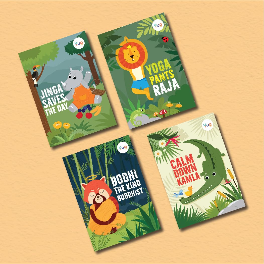 Yug Animal Series: Four Combo Story Books for Kids - Illustrated Animal Moral Stories with Colourful Pictures - Fun Learning Book for 3+ Year Old Children with Colouring Sheet - Bedtime Stories