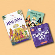 Yug- Illustrated Ramayan, Akshar Akshar Eeshvar & Ramayan Shadow Art Combo Books for Kids- Mythology Story Book for Kids with Colourful Pictures- Fun Learning Book for 3+ Year Old Children