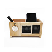 IVEI Wooden Perpetual Calendar & Desk Organizer - Multi-Utility Pen Holder, Eco-Friendly Desktop Accessory | Forever Calendar | Perfect for Home & Office