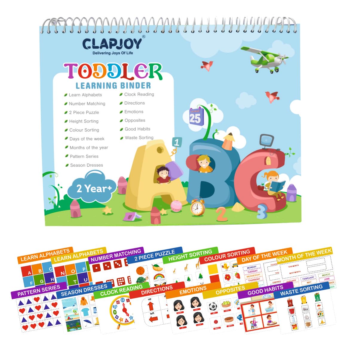 Clapjoy Velcro Book Preschool Busy Book Toddler,Kids/Children 16 Activities,| Quiet Interactive Book|Preschool Learning Montessori Toys, Busy Book For Toddlers For Age Upto 4 Years (Combo),Multicolor