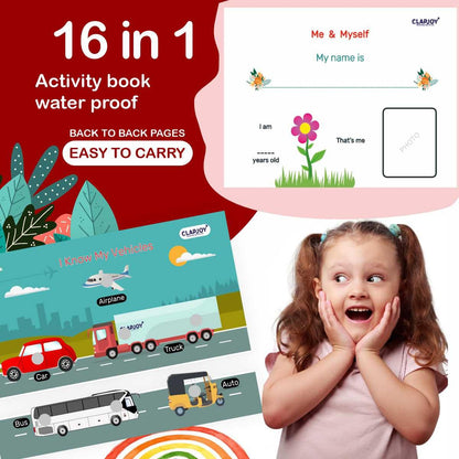 Clapjoy Velcro Book Preschool Busy Book Toddler,Kids/Children 16 Activities,| Quiet Interactive Book|Preschool Learning Montessori Toys, Busy Book For Toddlers For Age Upto 4 Years (Combo),Multicolor