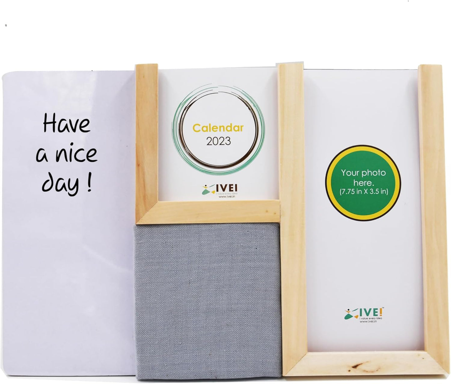 IVEI Premium Desk Organizer with replaceable Calendar, Whiteboard, Pin Board, Photo Frame, and Pen Stand - Multifunctional Workspace Organizer - Elegant Design (Grey)