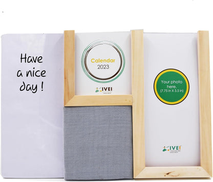 IVEI Premium Desk Organizer with replaceable Calendar, Whiteboard, Pin Board, Photo Frame, and Pen Stand - Multifunctional Workspace Organizer - Elegant Design (Grey)