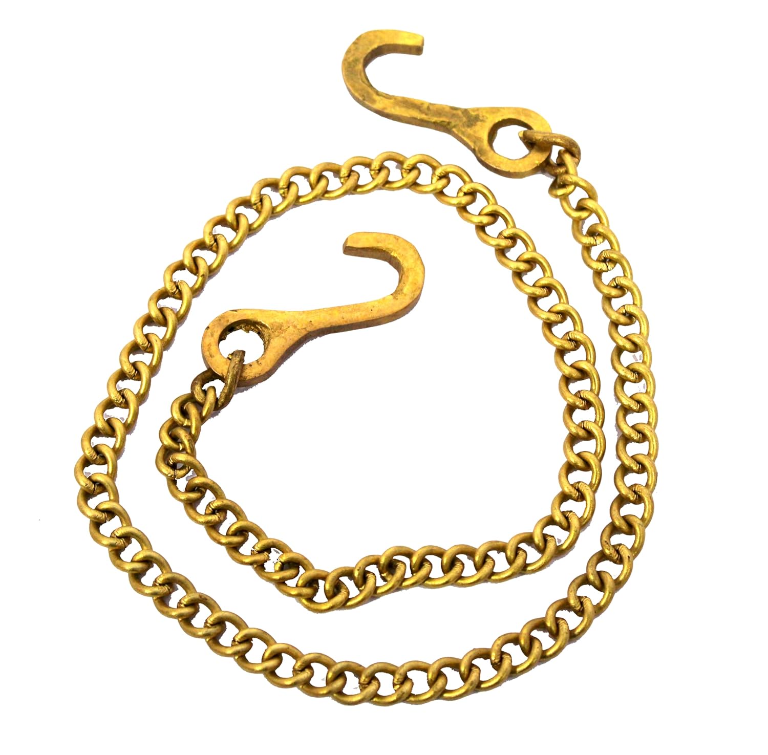 ESPLANADE Brass Chain with Hooks for Hanging Bell Diya Deepak Bells - Length 2 Feet (24" Inches) (2 inches)
