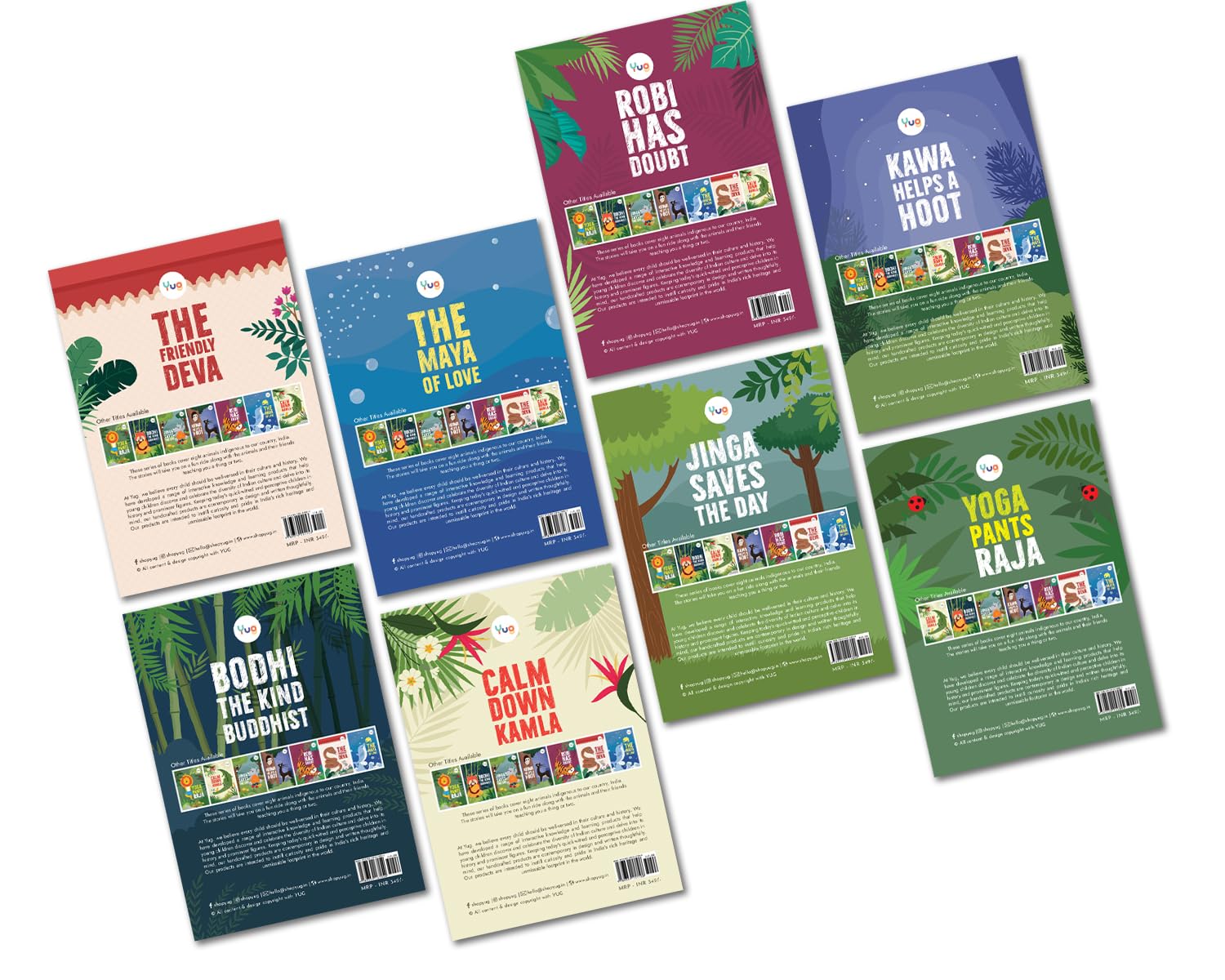 Yug Animal Series: Eight Combo Story Books for Kids - Illustrated Animal Moral Stories with Colourful Pictures - Fun Learning Book for 3+ Year Old Children with Colouring Sheet - Bedtime Stories