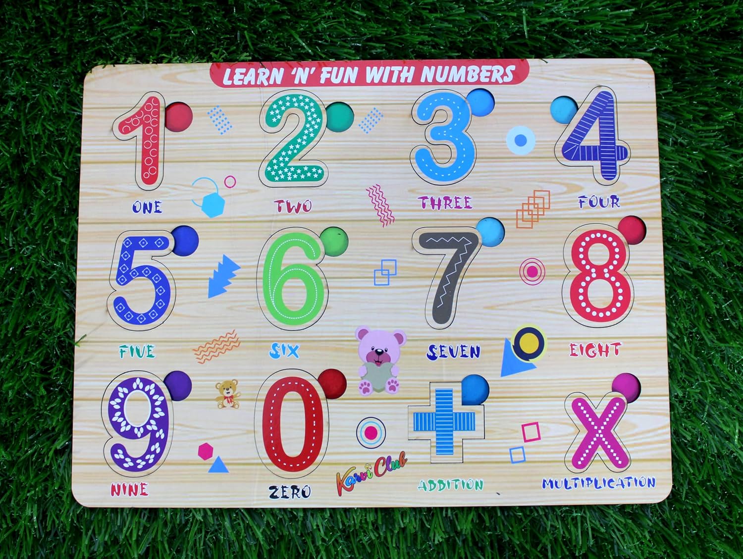 Stonkraft Wooden Numerals | Preschool Learning Board Puzzle for Kids Infants Toddlers (Numerals)