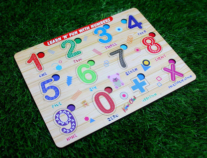 Stonkraft Wooden Numerals | Preschool Learning Board Puzzle for Kids Infants Toddlers (Numerals)