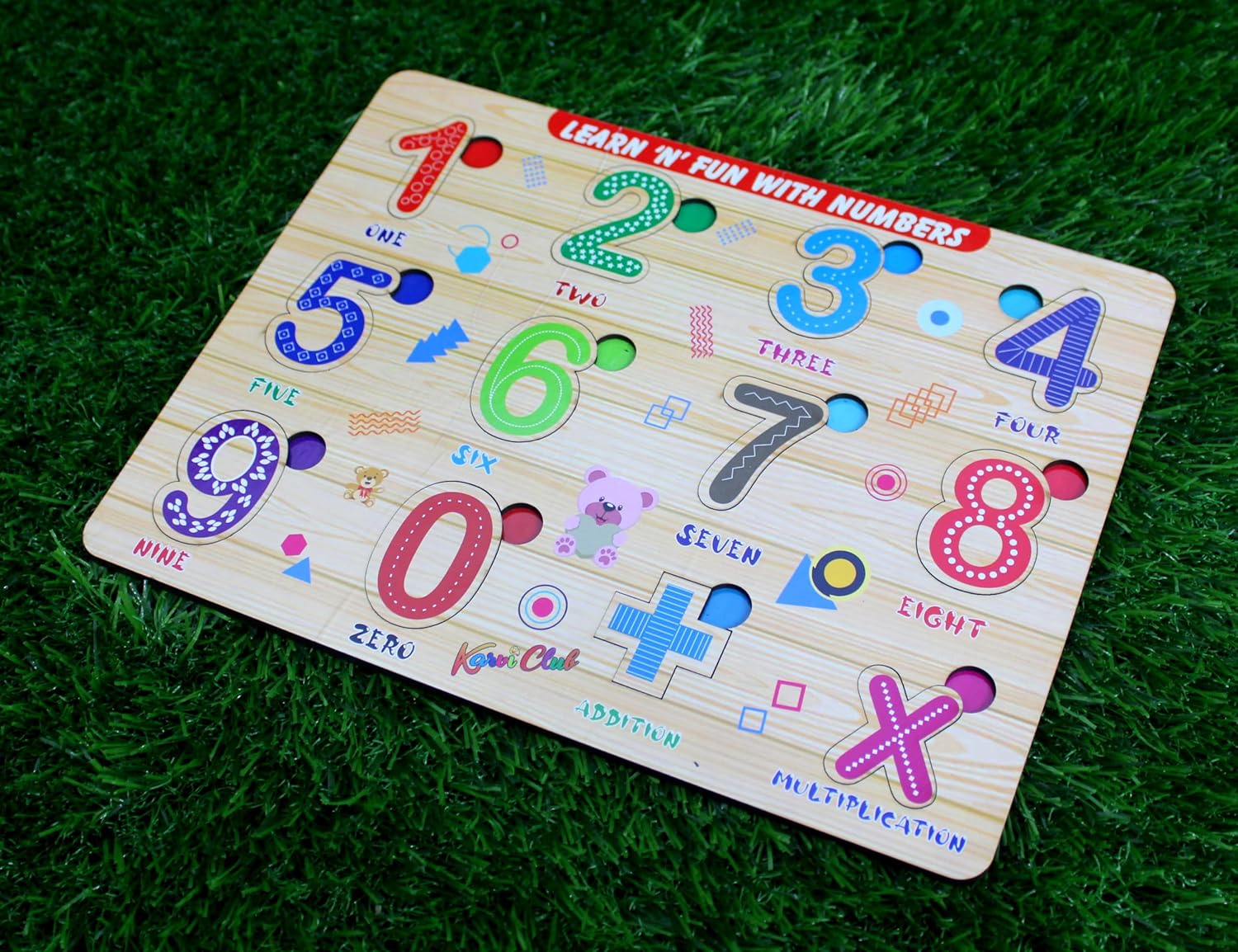 Stonkraft Wooden Numerals | Preschool Learning Board Puzzle for Kids Infants Toddlers (Numerals)