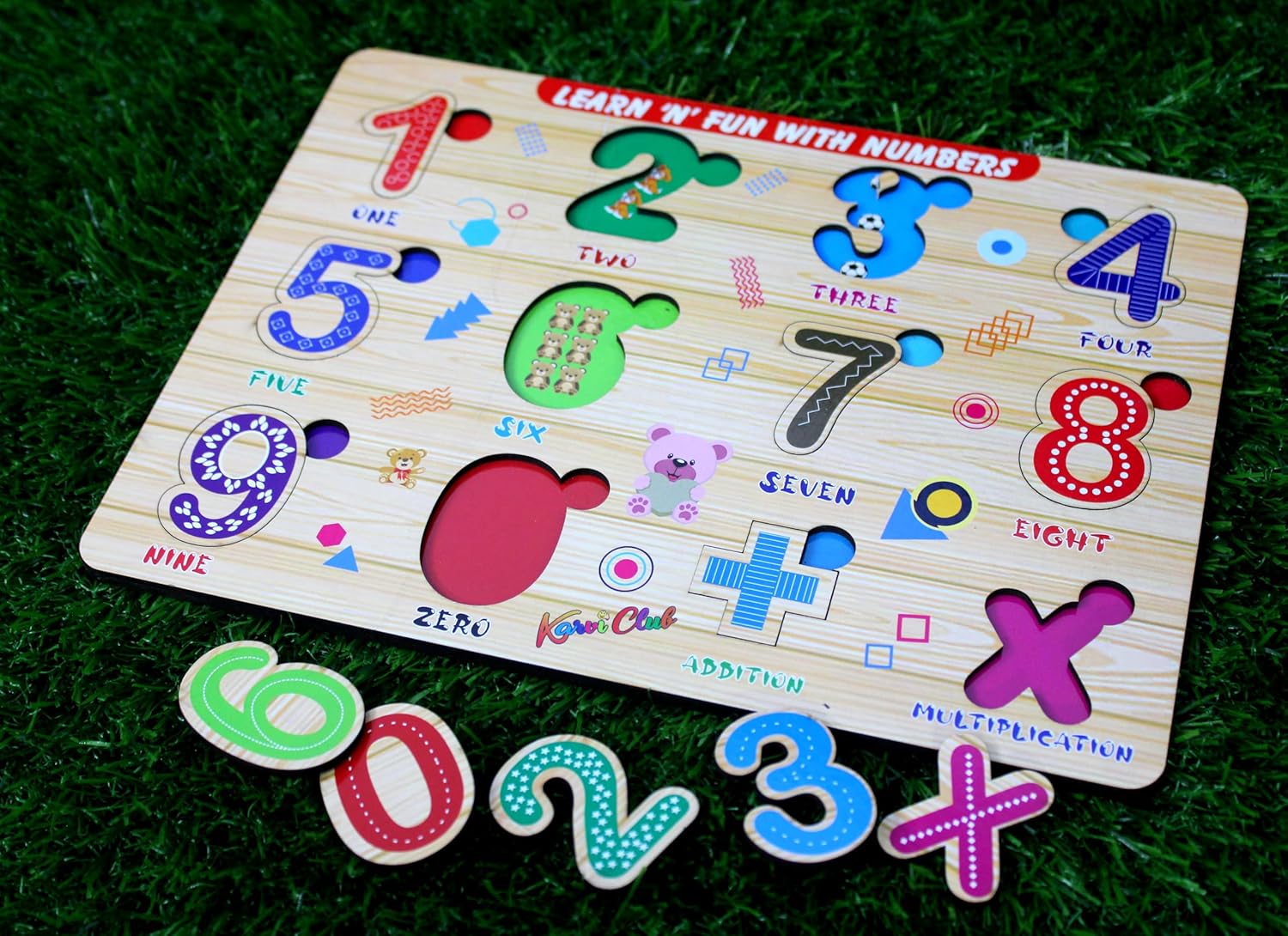 Stonkraft Wooden Numerals | Preschool Learning Board Puzzle for Kids Infants Toddlers (Numerals)