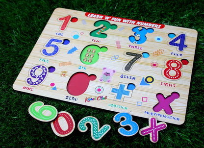 Stonkraft Wooden Numerals | Preschool Learning Board Puzzle for Kids Infants Toddlers (Numerals)