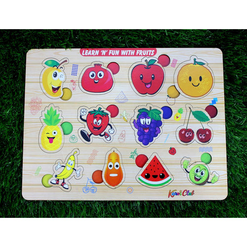 Stonkraft Wooden Numerals | Preschool Learning Board Puzzle for Kids Infants Toddlers (Fruits)