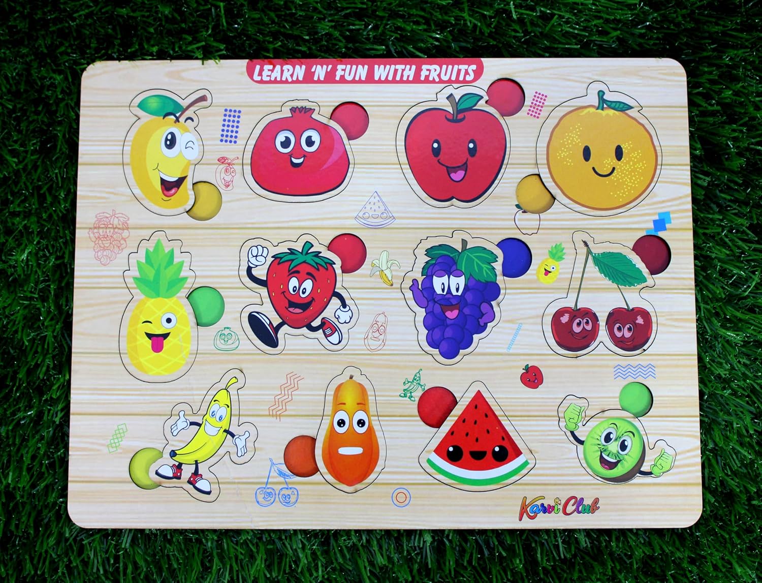 Stonkraft Wooden Numerals | Preschool Learning Board Puzzle for Kids Infants Toddlers (Fruits)