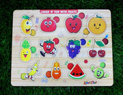 Stonkraft Wooden Numerals | Preschool Learning Board Puzzle for Kids Infants Toddlers (Fruits)