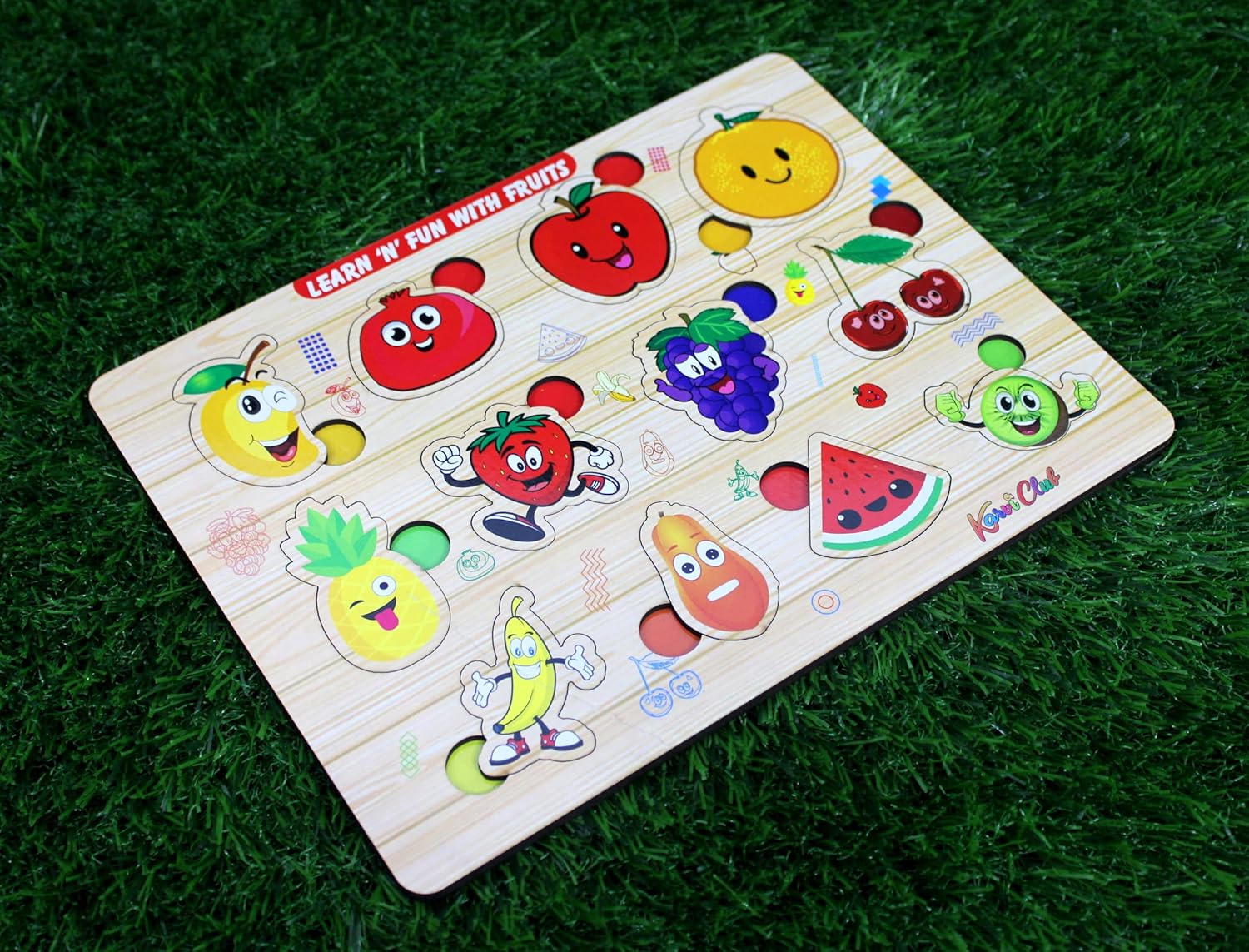 Stonkraft Wooden Numerals | Preschool Learning Board Puzzle for Kids Infants Toddlers (Fruits)