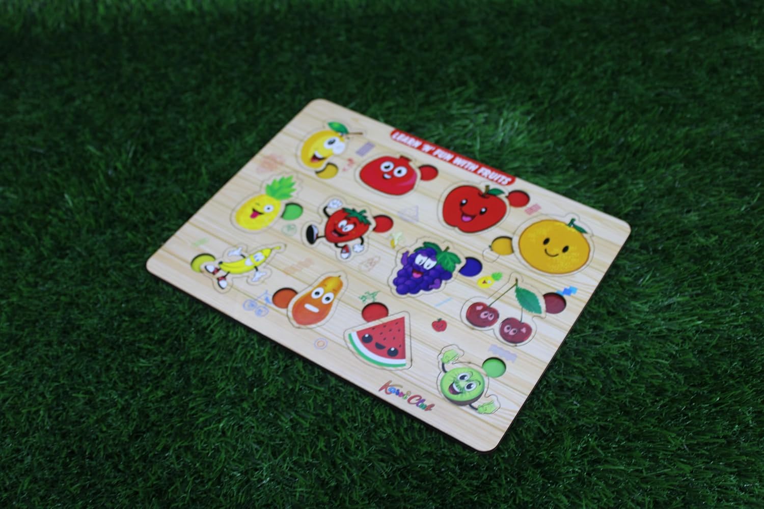 Stonkraft Wooden Numerals | Preschool Learning Board Puzzle for Kids Infants Toddlers (Fruits)