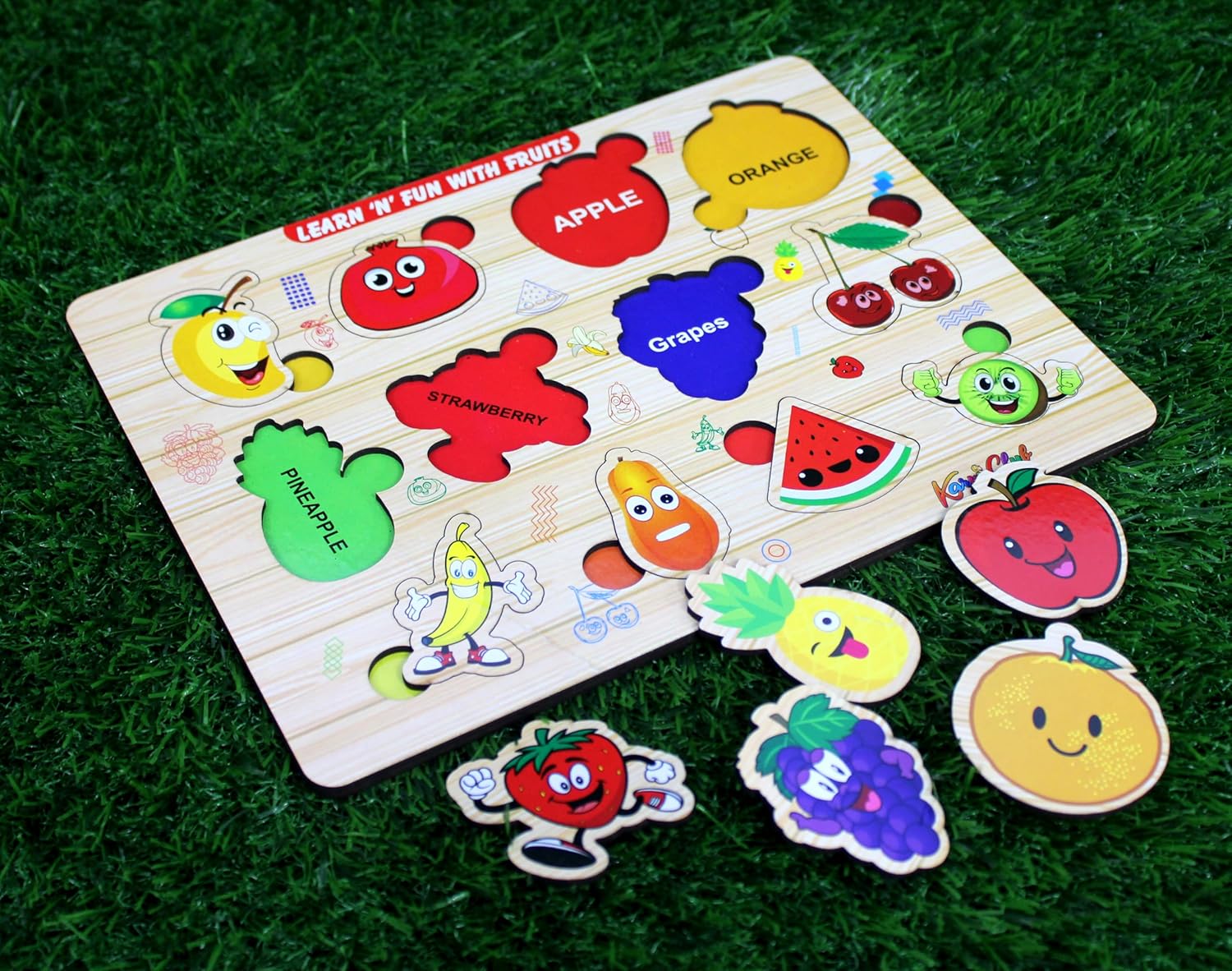 Stonkraft Wooden Numerals | Preschool Learning Board Puzzle for Kids Infants Toddlers (Fruits)