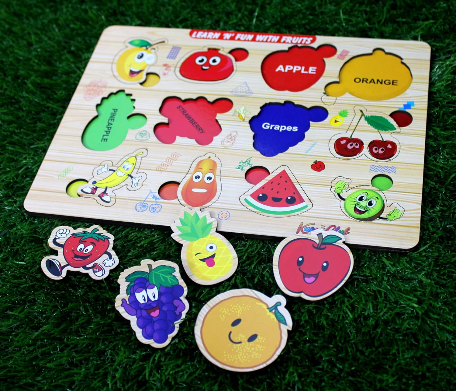 Stonkraft Wooden Numerals | Preschool Learning Board Puzzle for Kids Infants Toddlers (Fruits)