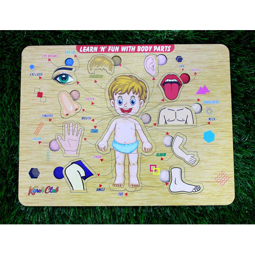 StonKraft Wooden Body Parts | Preschool Learning Board Puzzle for Kids Infants Toddlers - 11 Pieces - Multicolor- 12