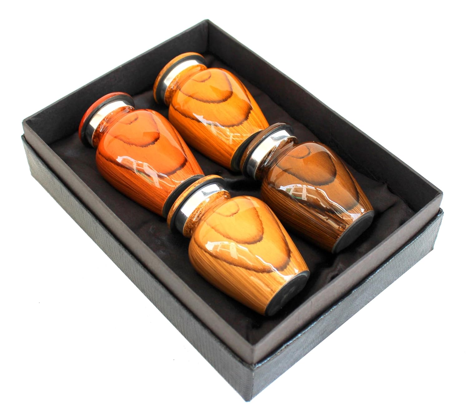eSplanade cremation mini urns keepsake memorial | Set of 4 Wood Finish small urns for ashes funeral burial container jar pot