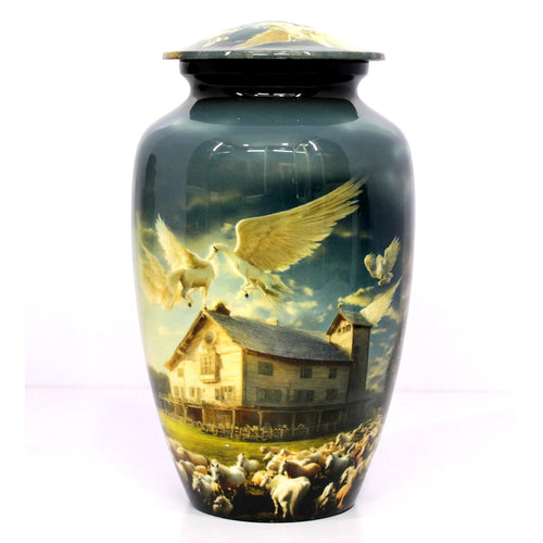 eSplanade Cremation Urn Memorial Human Ashes Container Jar Pot | Burial Funeral Urns | Pegasus Flying Horses House - 10