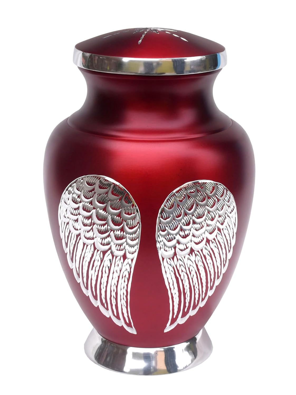 eSplanade Cremation Urn Memorial Human Ashes Container Jar Pot | Burial Funeral Urns | Angel Wings (Red, 10" Inches)