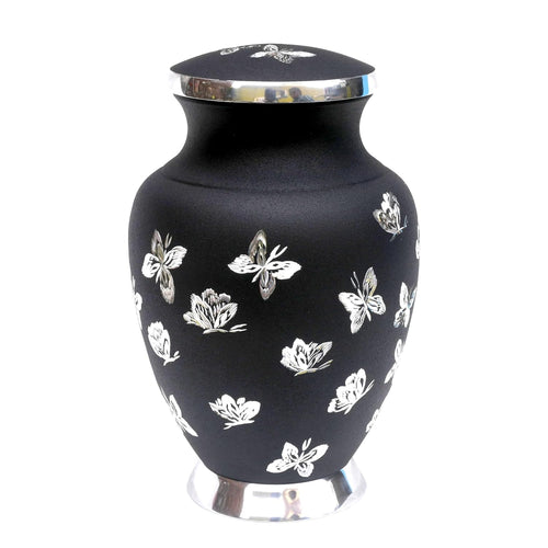 eSplanade Cremation Urn Memorial Human Ashes Container Jar Pot | Burial Funeral Urns | Black Butterflies - 10
