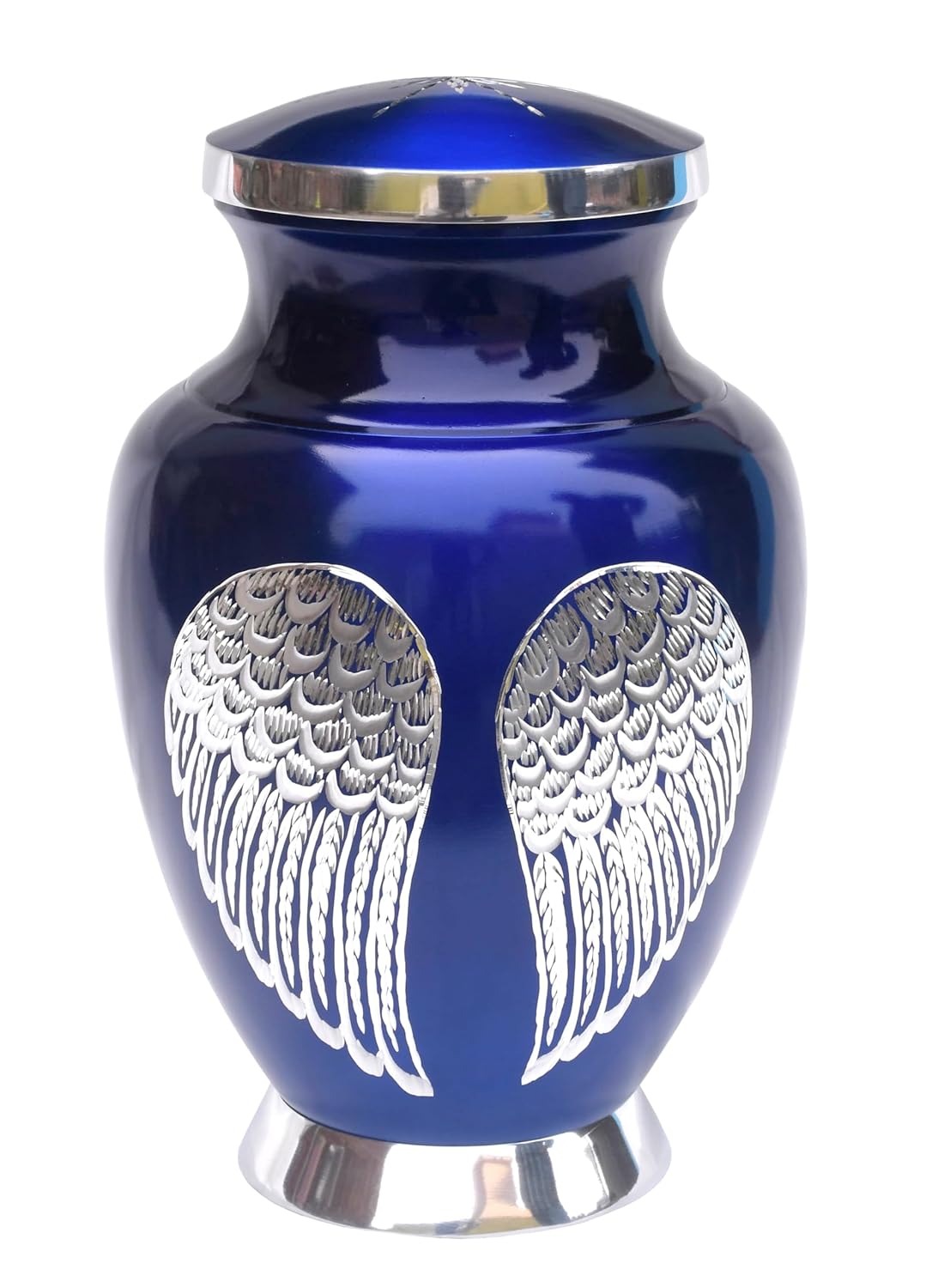 eSplanade Cremation Urn Memorial Human Ashes Container Jar Pot | Burial Funeral Urns | Angel Wings (Blue, 10" Inches)