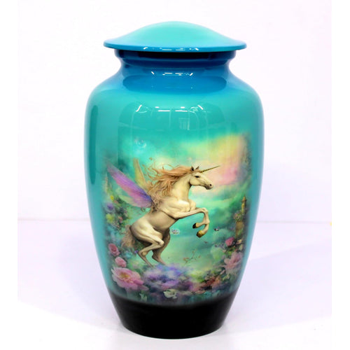 eSplanade Cremation Urn Memorial Human Ashes Container Jar Pot | Burial Funeral Urns | Blue Pegasus Flying Horse - 10