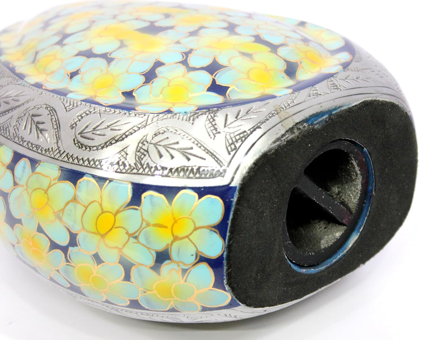 eSplanade Cremation Urn Memorial Human Ashes Container Jar Pot | Burial Funeral Urns | Teardrop Shape Green Flowers - 10 Inches