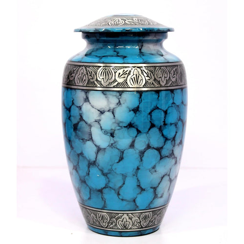 eSplanade Cremation Urn Memorial Human Ashes Container Jar Pot | Burial Funeral Urns | Clouds (Blue, 10 Inches)