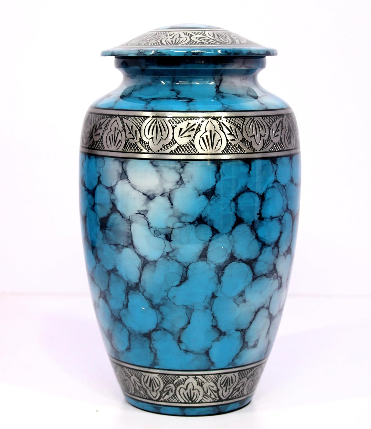 eSplanade Cremation Urn Memorial Human Ashes Container Jar Pot | Burial Funeral Urns | Clouds (Blue, 10 Inches)